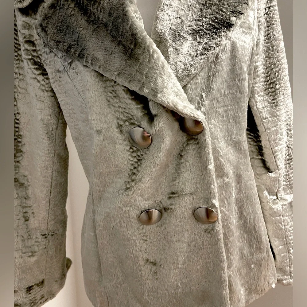 Faux Fur Coat by Etcetera Platinum Gray